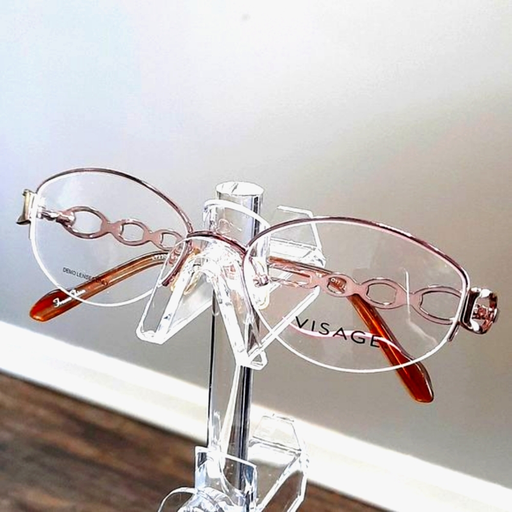 New pink/rose gold Eyeglass Frame, Rx'able, oval metal, women glasses, 52-17-130